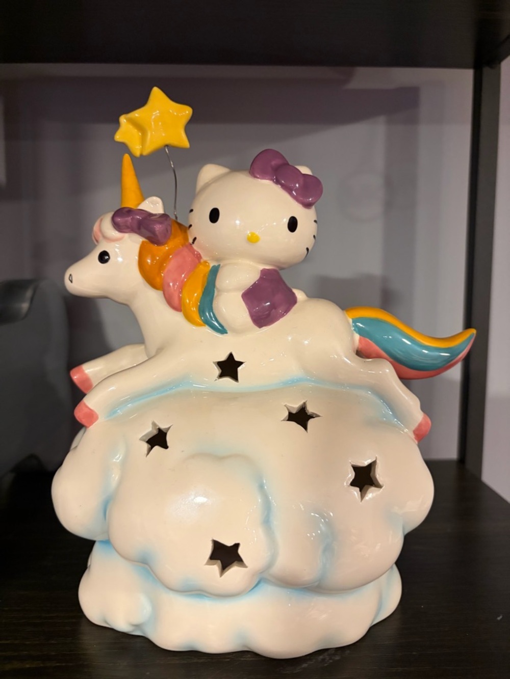 Hello Kitty Unicorn Ceramic Tea Light - White with Pastel Accents